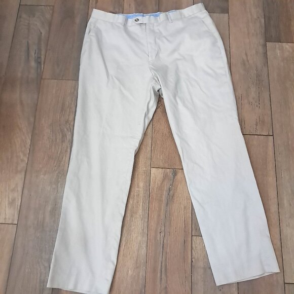 Alan Flusser Men’s Dress Pants Sz 40x32 cream tan light khaki cotton slacks flat - Picture 1 of 10